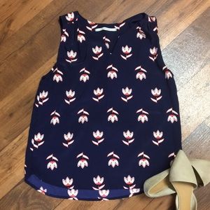 41 Hawthorn Meryl tulip print sleeveless blouse S